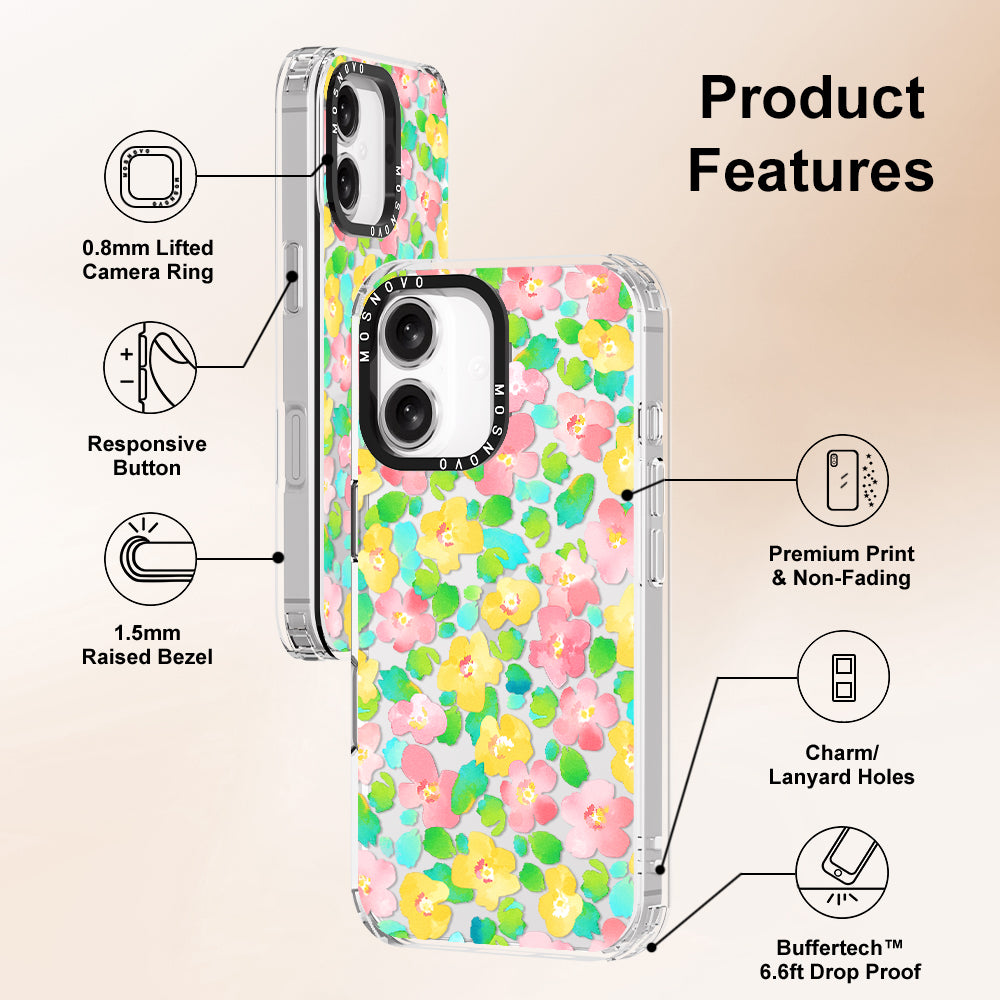 Floral Print Phone Case - iPhone 16 Plus Case - MOSNOVO