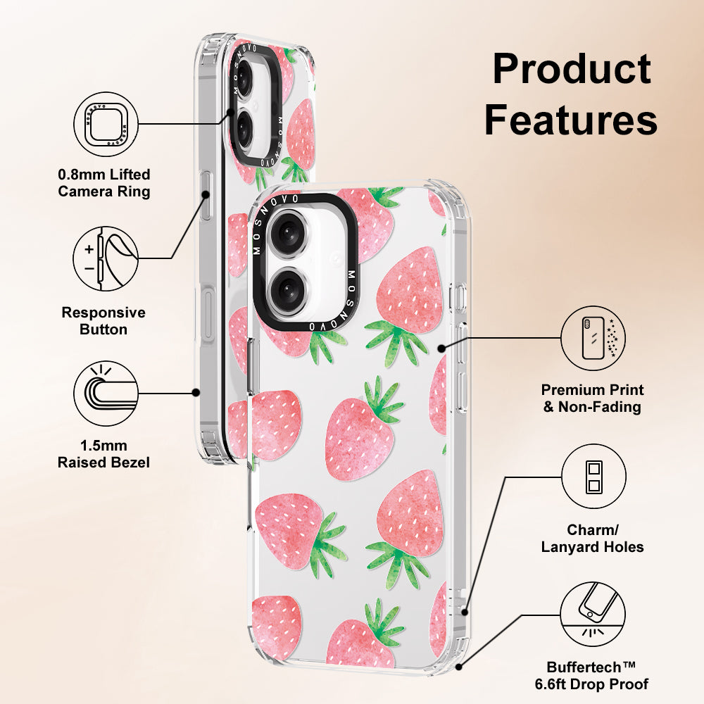 Pastel Strawberry Phone Case - iPhone 16 Case - MOSNOVO