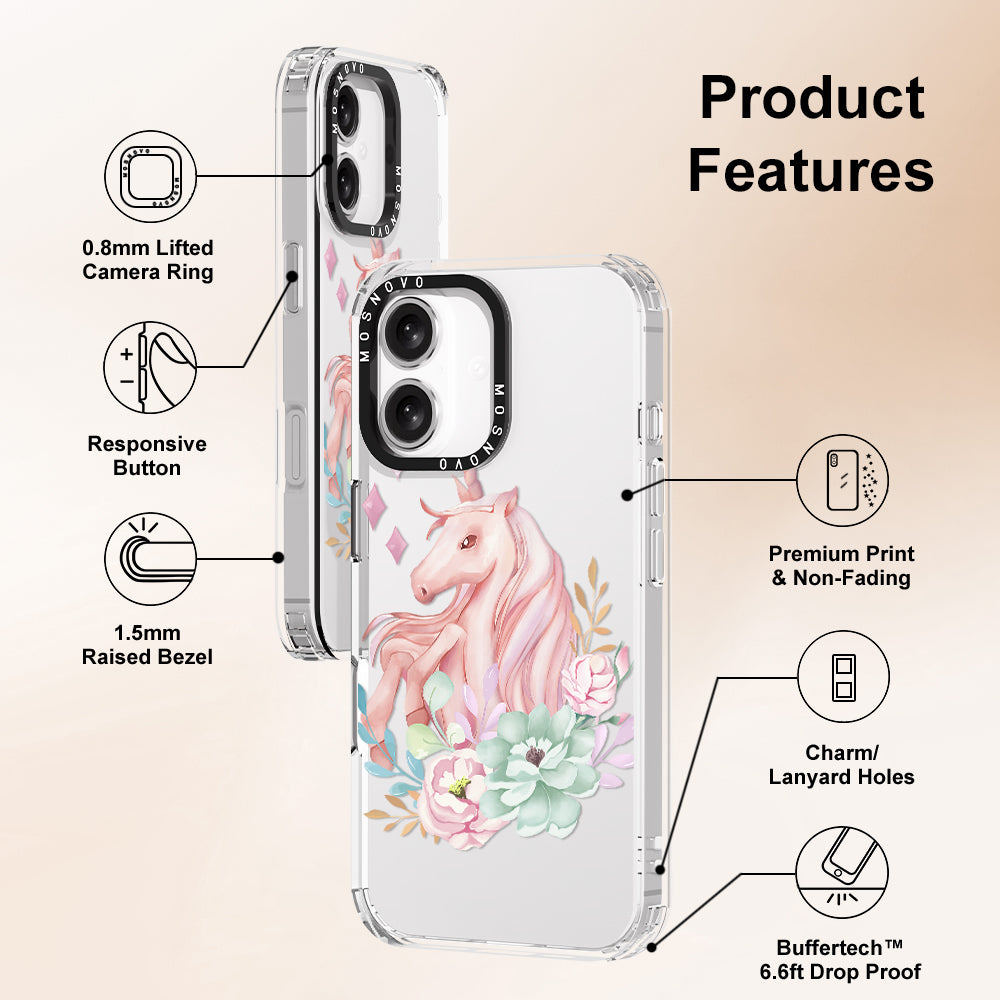 Elegant Flowers Unicorn Phone Case - iPhone 16 Plus Case - MOSNOVO