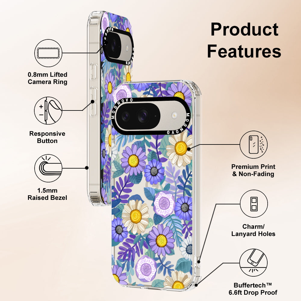 Purple Floral Phone Case - Google Pixel 9 Case