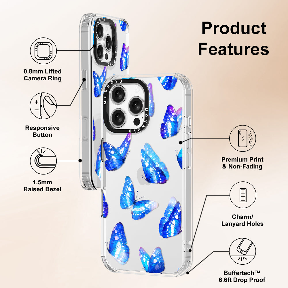 Stunning Blue Butterflies Phone Case - iPhone 16 Pro Max Case - MOSNOVO