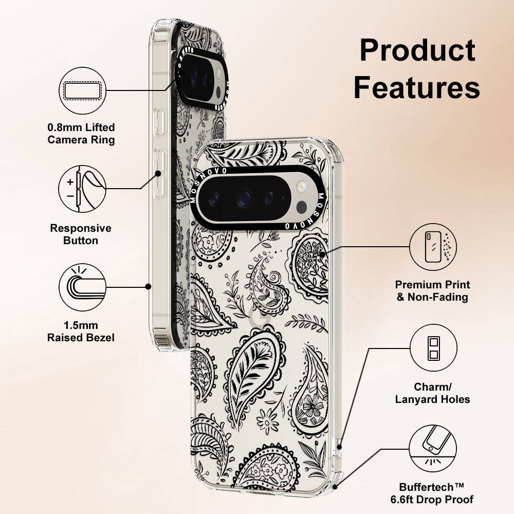 Black Paisley Phone Case - Google Pixel 9 Pro XL Case