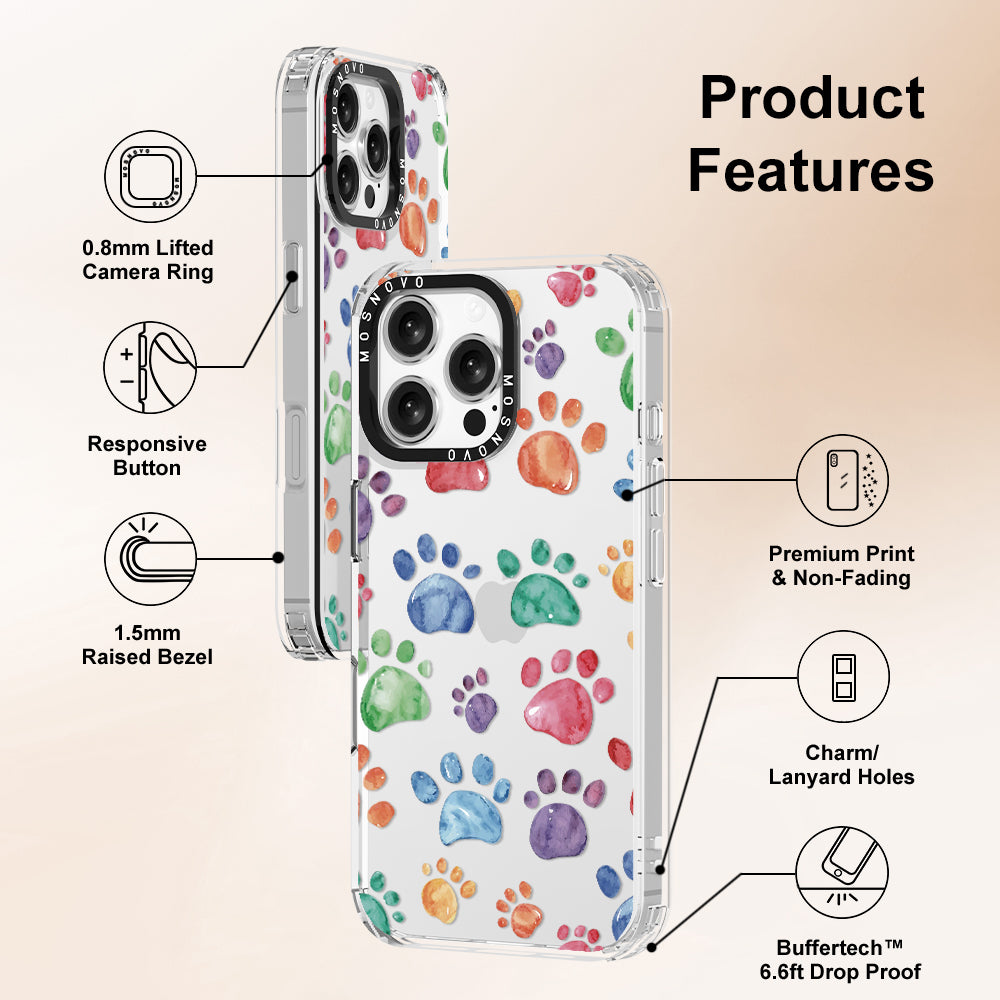 Colorful Paw Phone Case - iPhone 16 Pro Max Case - MOSNOVO