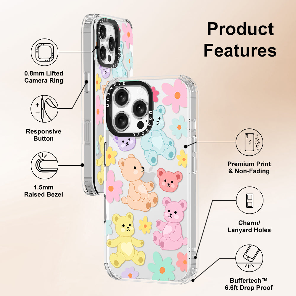 Cute Teddy Bear Phone Case - iPhone 16 Pro Max Case - MOSNOVO