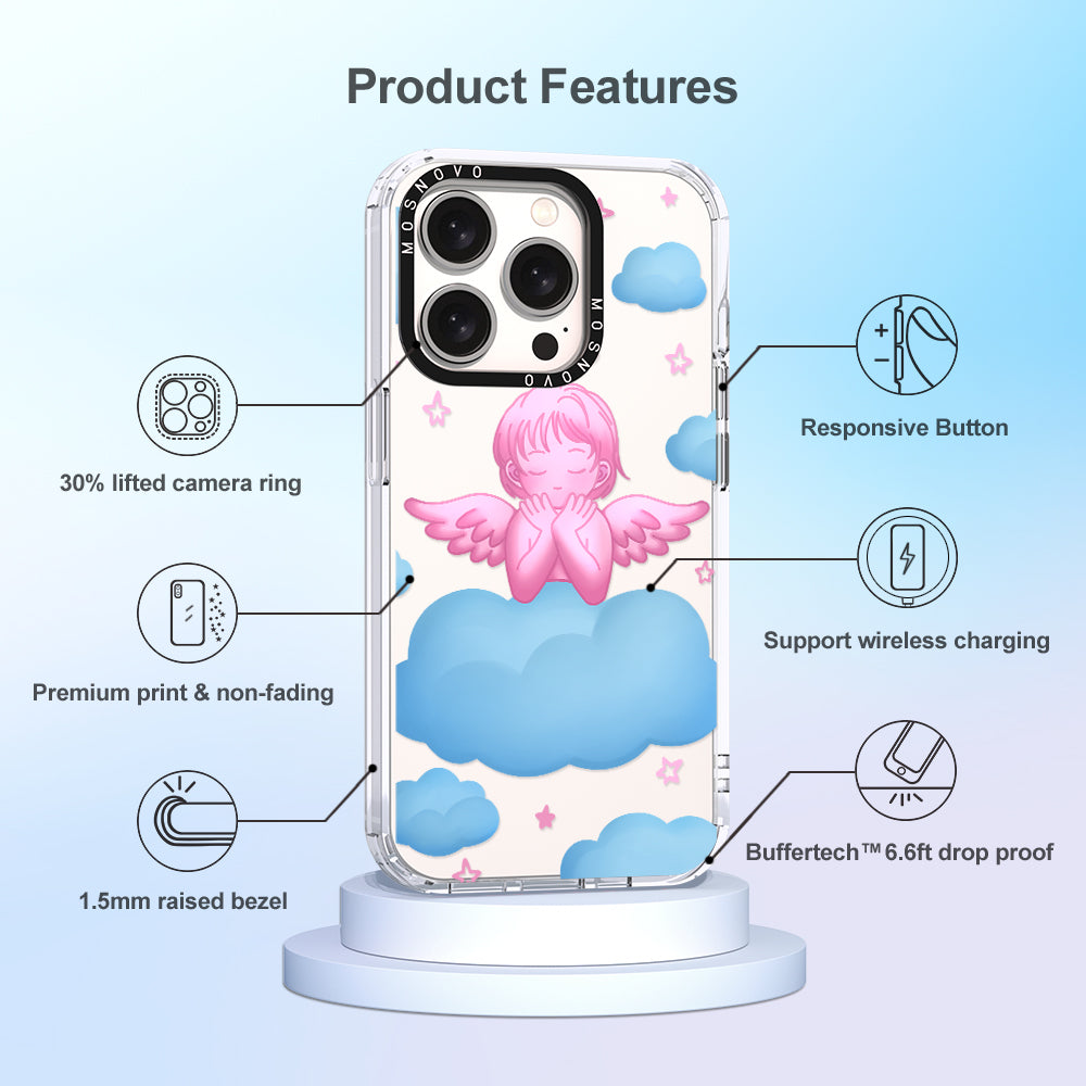 Pink Serenity Angel Phone Case - iPhone 15 Pro Case