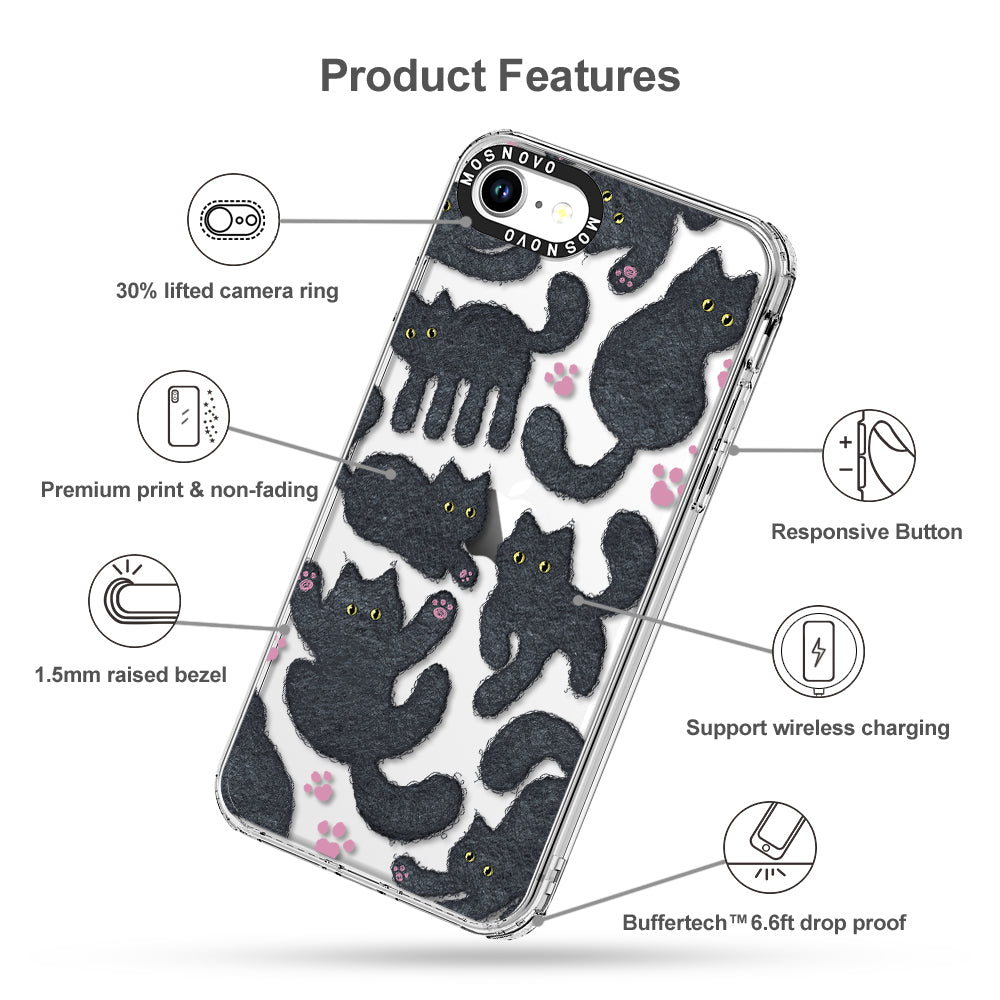 Black Furry Cat Phone Case - iPhone SE 2022 Case