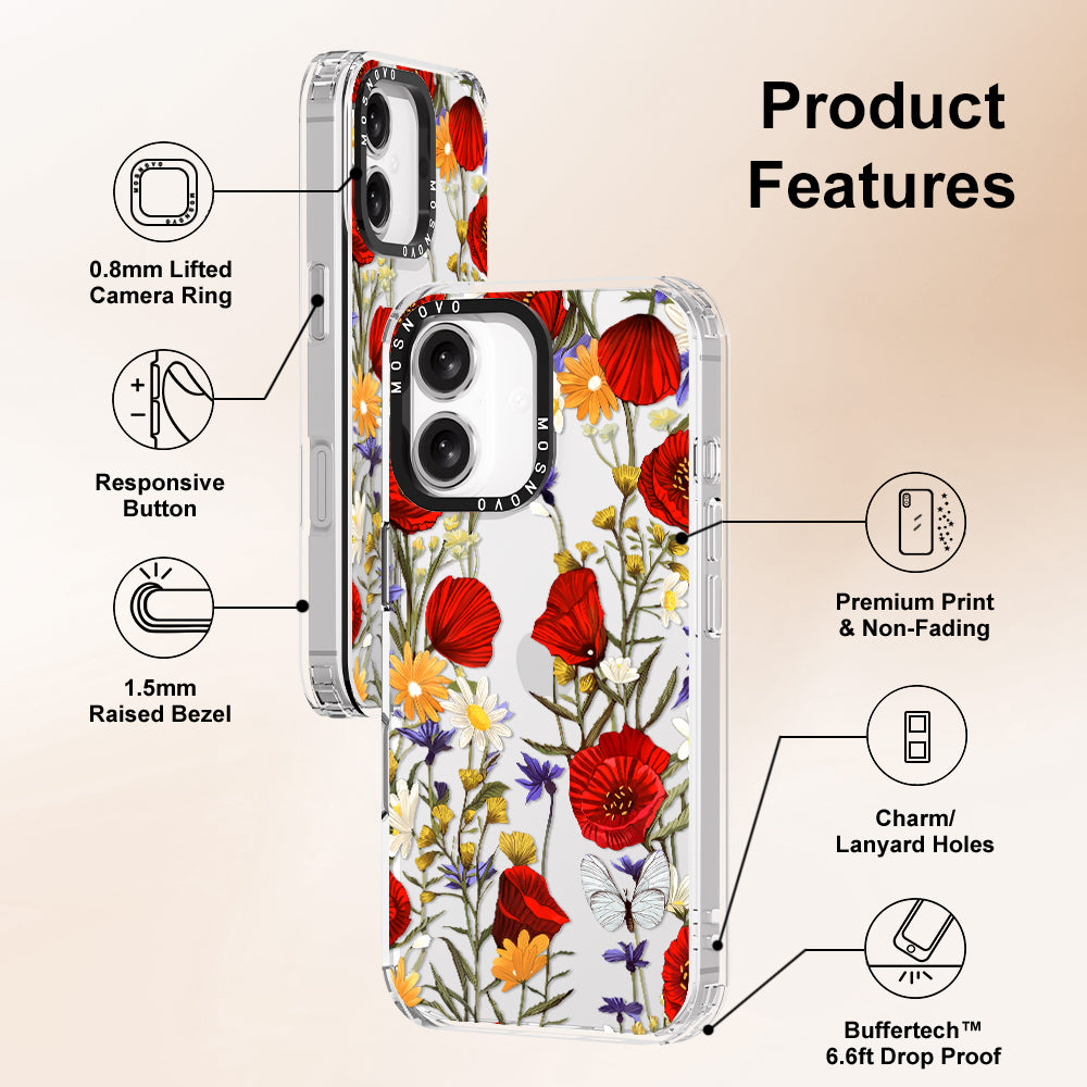 Poppy Floral Phone Case - iPhone 16 Case - MOSNOVO