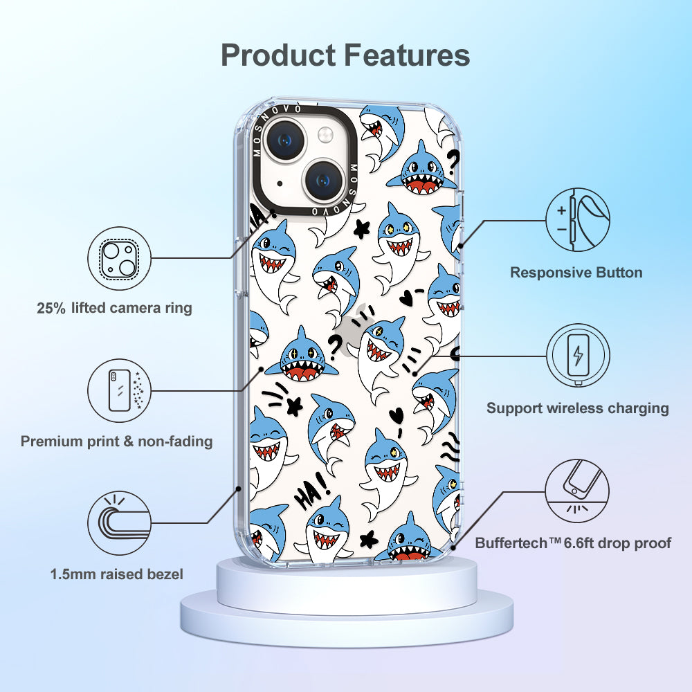 Cute Sharks Phone Case - iPhone 14 Plus Case