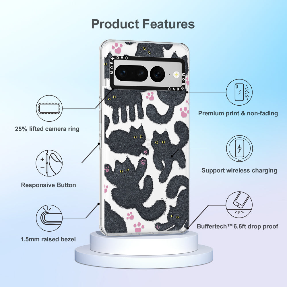 Black Furry Cat Phone Case - Google Pixel 7 Pro Case