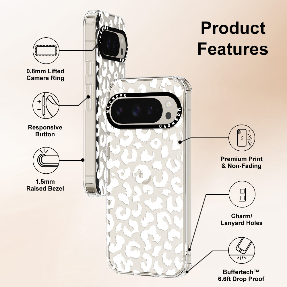 White Leopard Print Phone Case - Google Pixel 9 Pro Case