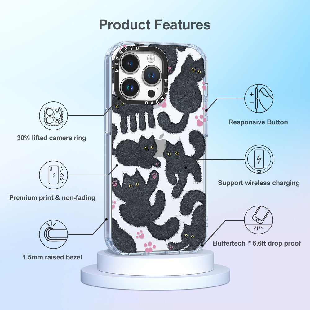 Black Furry Cat Phone Case - iPhone 14 Pro Max Case