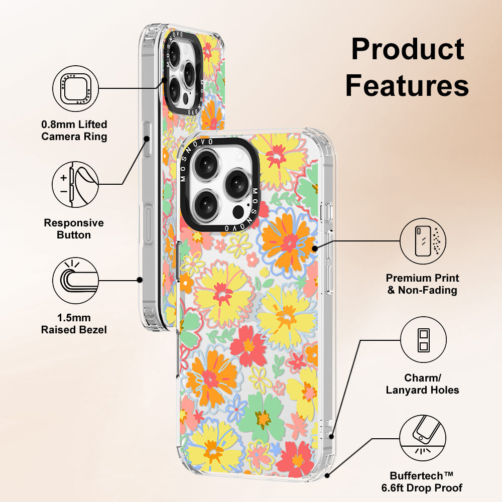 Retro Boho Hippie Flowers Phone Case - iPhone 16 Pro Max Case - MOSNOVO