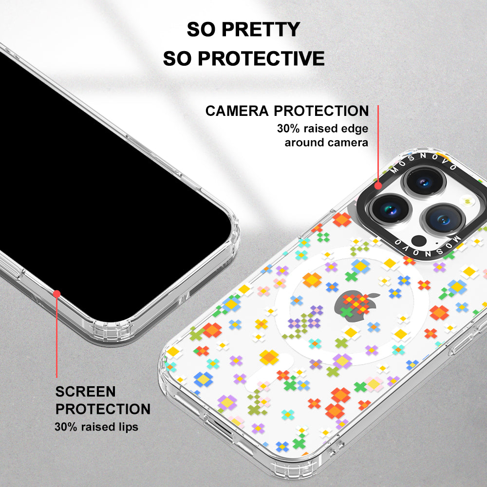 Pixel-Floral Phone Case - iPhone 14 Pro Case