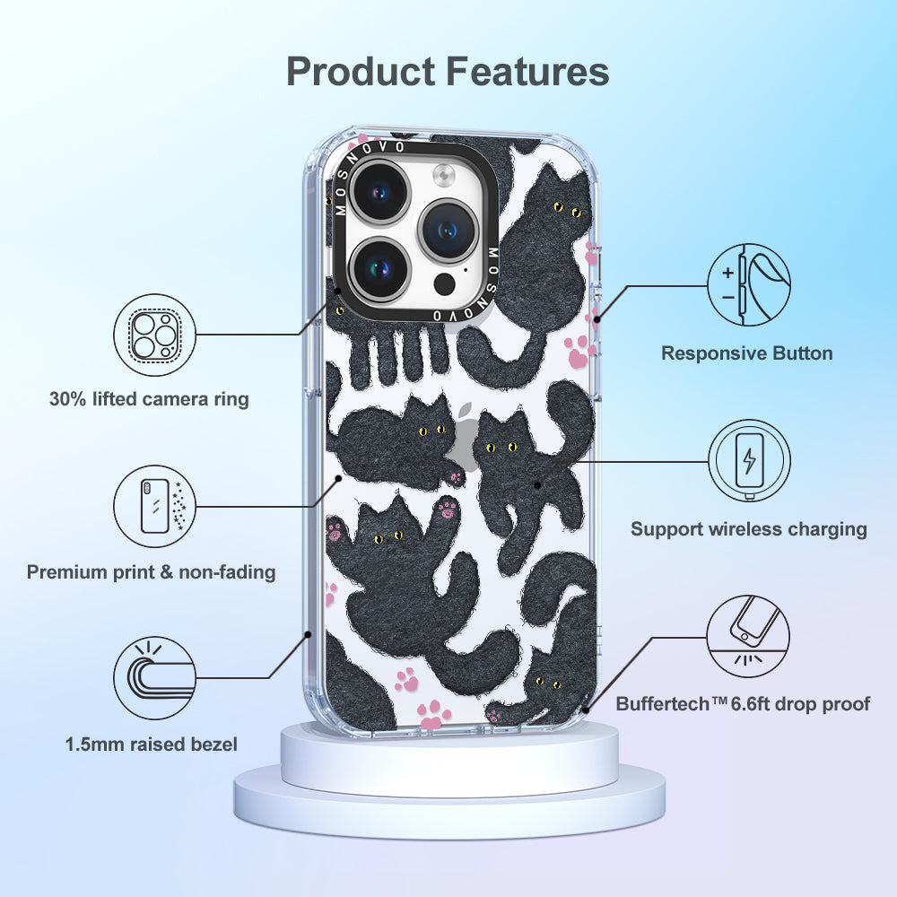 Black Furry Cat Phone Case - iPhone 14 Pro Case