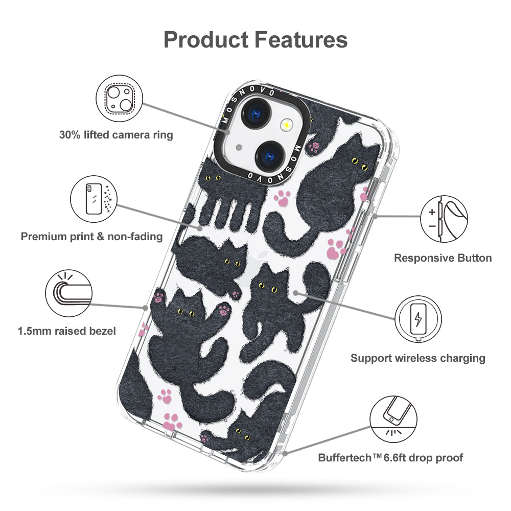 Black Furry Cat Phone Case - iPhone 13 Mini Case