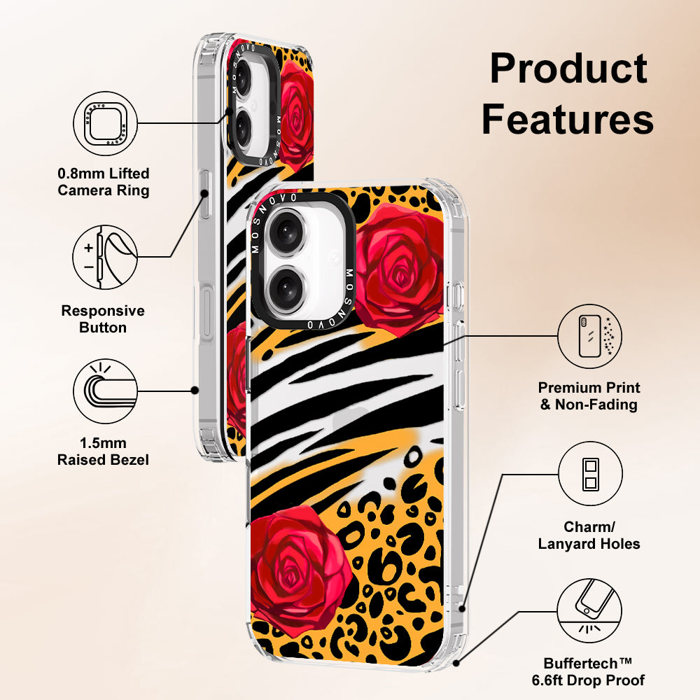 Wild Floral Leopard Phone Case - iPhone 16 Case - MOSNOVO