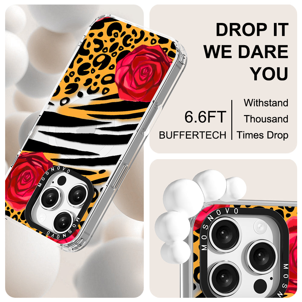 Wild Floral Leopard Phone Case - iPhone 16 Pro Case - MOSNOVO