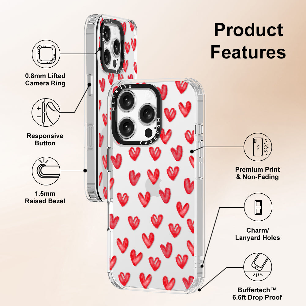 Cute Little Hearts Phone Case - iPhone 16 Pro Case - MOSNOVO