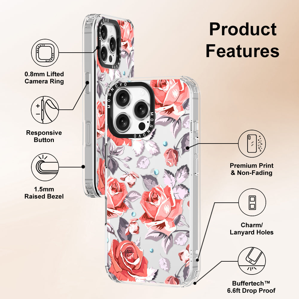 Retro Flower Roses Phone Case - iPhone 16 Pro Max Case - MOSNOVO