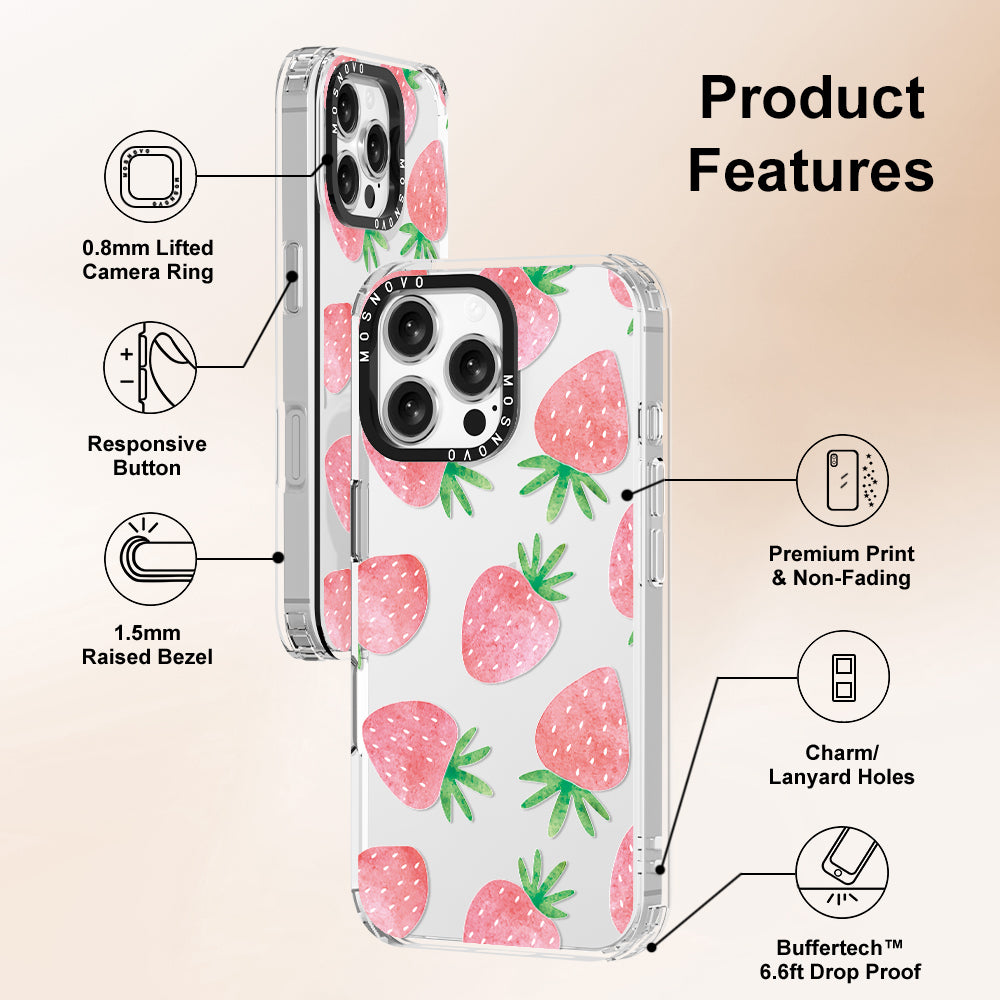 Pastel Strawberry Phone Case - iPhone 16 Pro Max Case - MOSNOVO