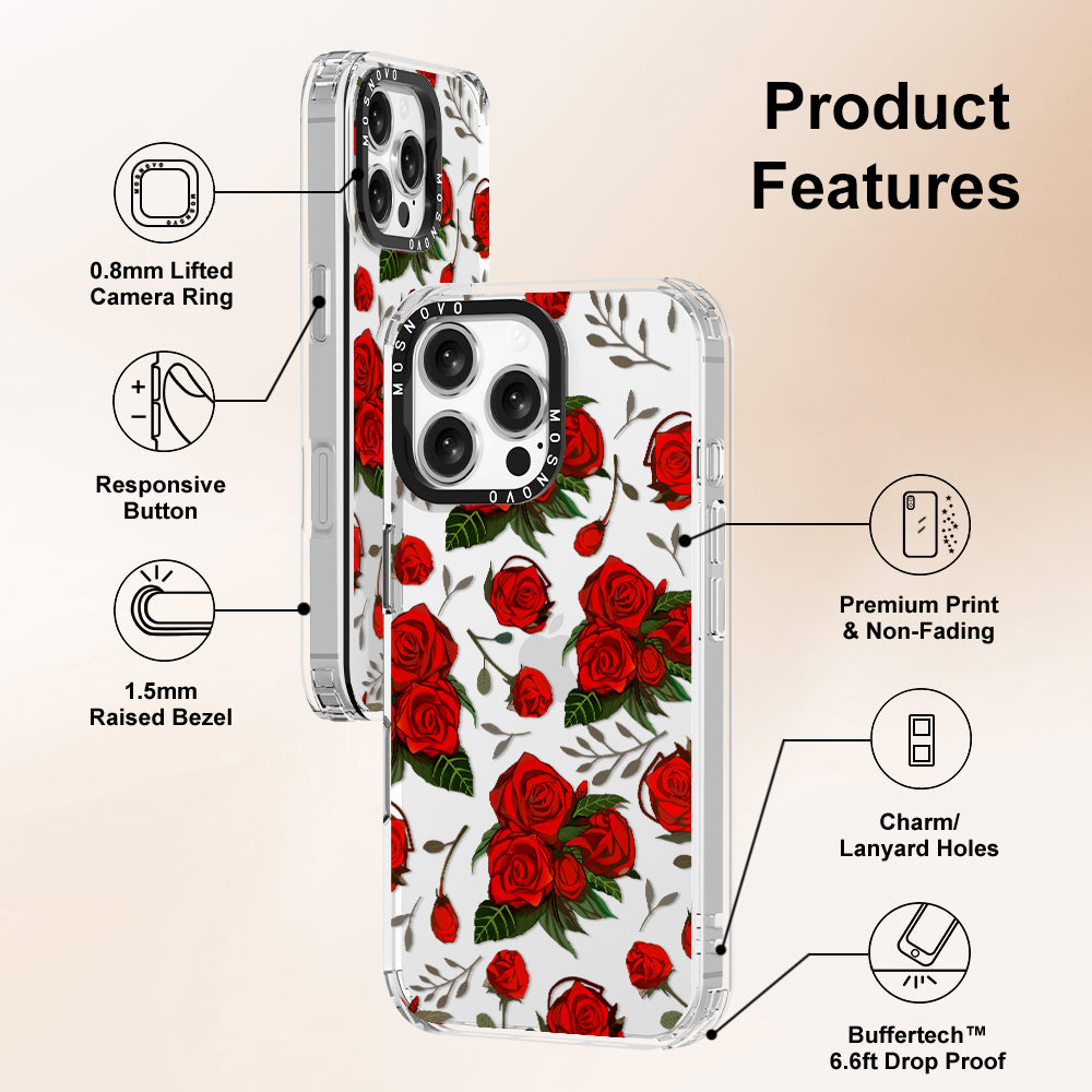 Simply Red Roses Phone Case - iPhone 16 Pro Max Case - MOSNOVO