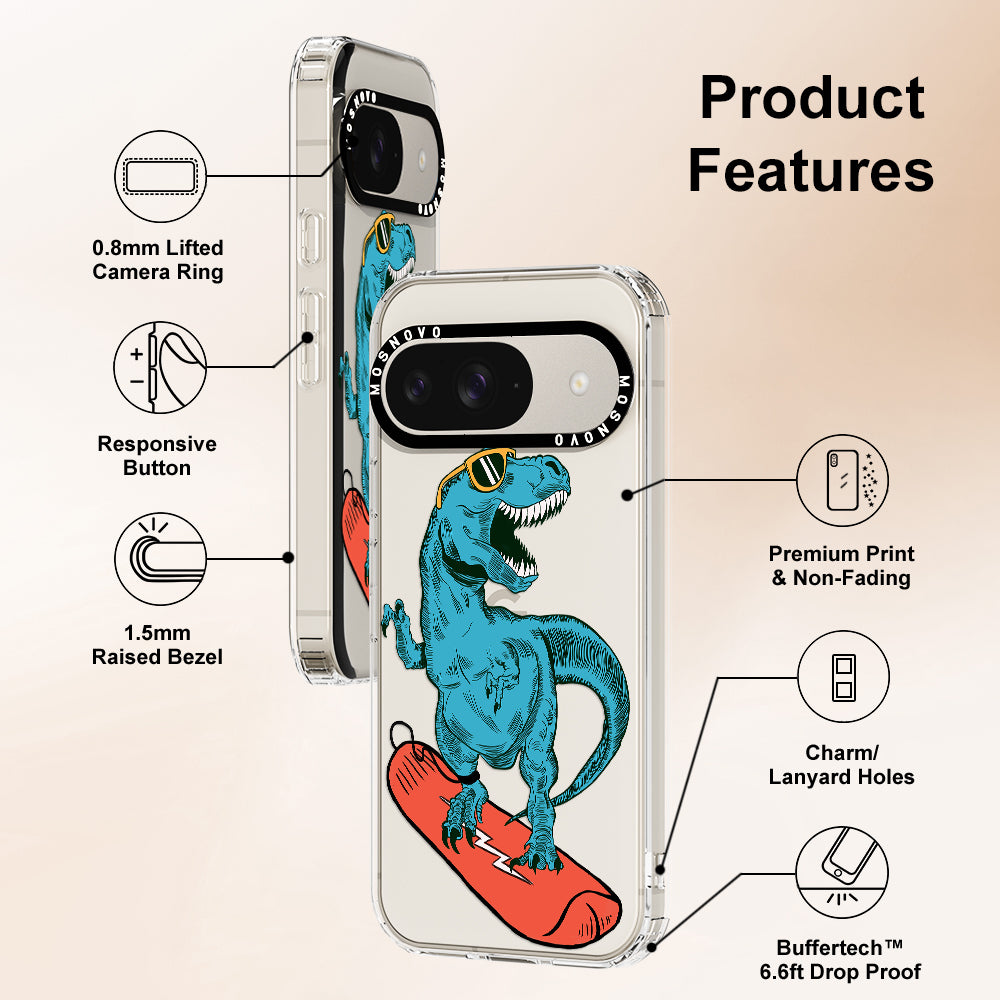 Surfing Dinosaur Phone Case - Google Pixel 9 Case