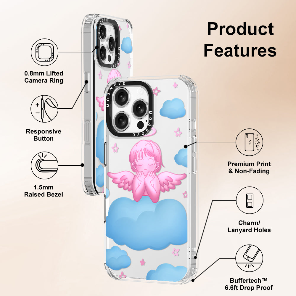 Pink Serenity Angel Phone Case - iPhone 16 Pro Max Case