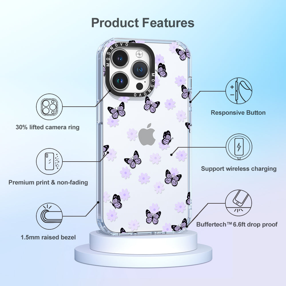 Lilac Butterfly Phone Case - iPhone 14 Pro Max Case