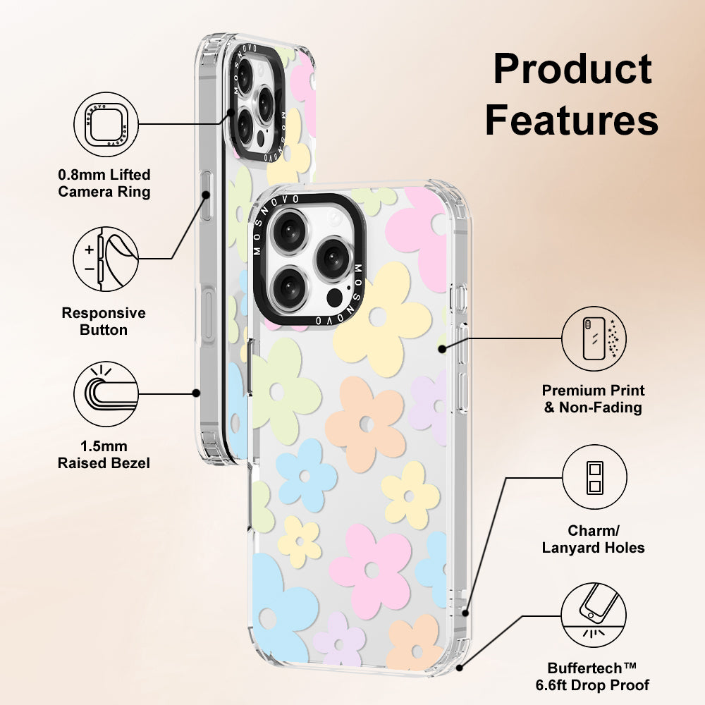 Pastel Flower Phone Case - iPhone 16 Pro Max Case - MOSNOVO