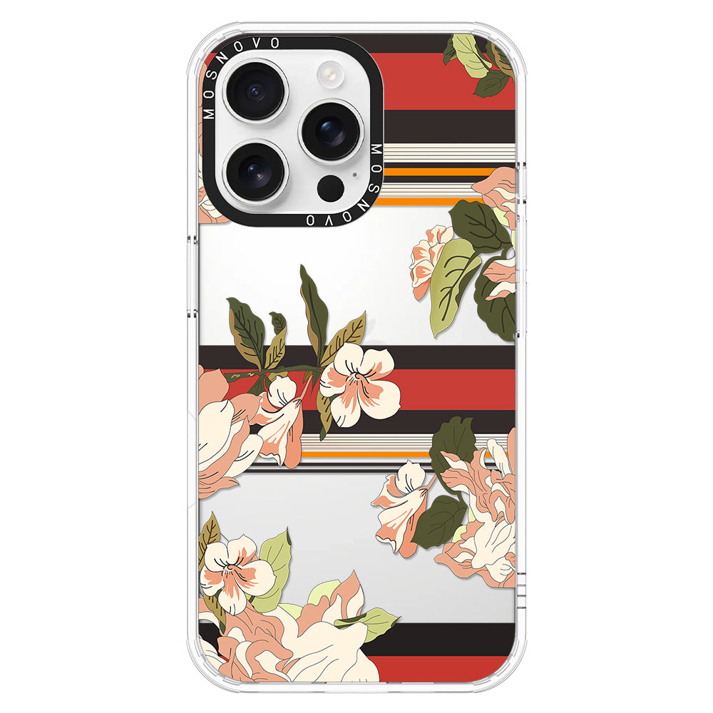 Classic Stripe Floral Phone Case - iPhone 16 Pro Max Case - MOSNOVO