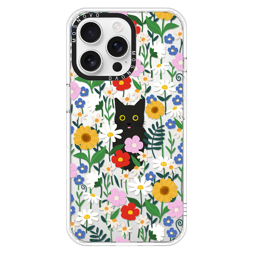 Black Cat in Garden Phone Case - iPhone 16 Pro Max Case - MOSNOVO