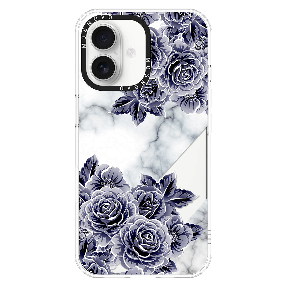 Marble with Purple Flowers Phone Case - iPhone 16 Plus Case - MOSNOVO