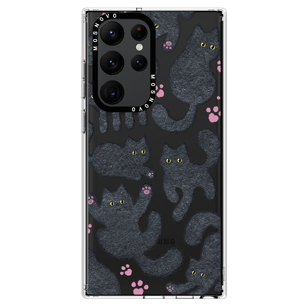 Black Furry Cat Phone Case - Samsung Galaxy S22 Ultra Case