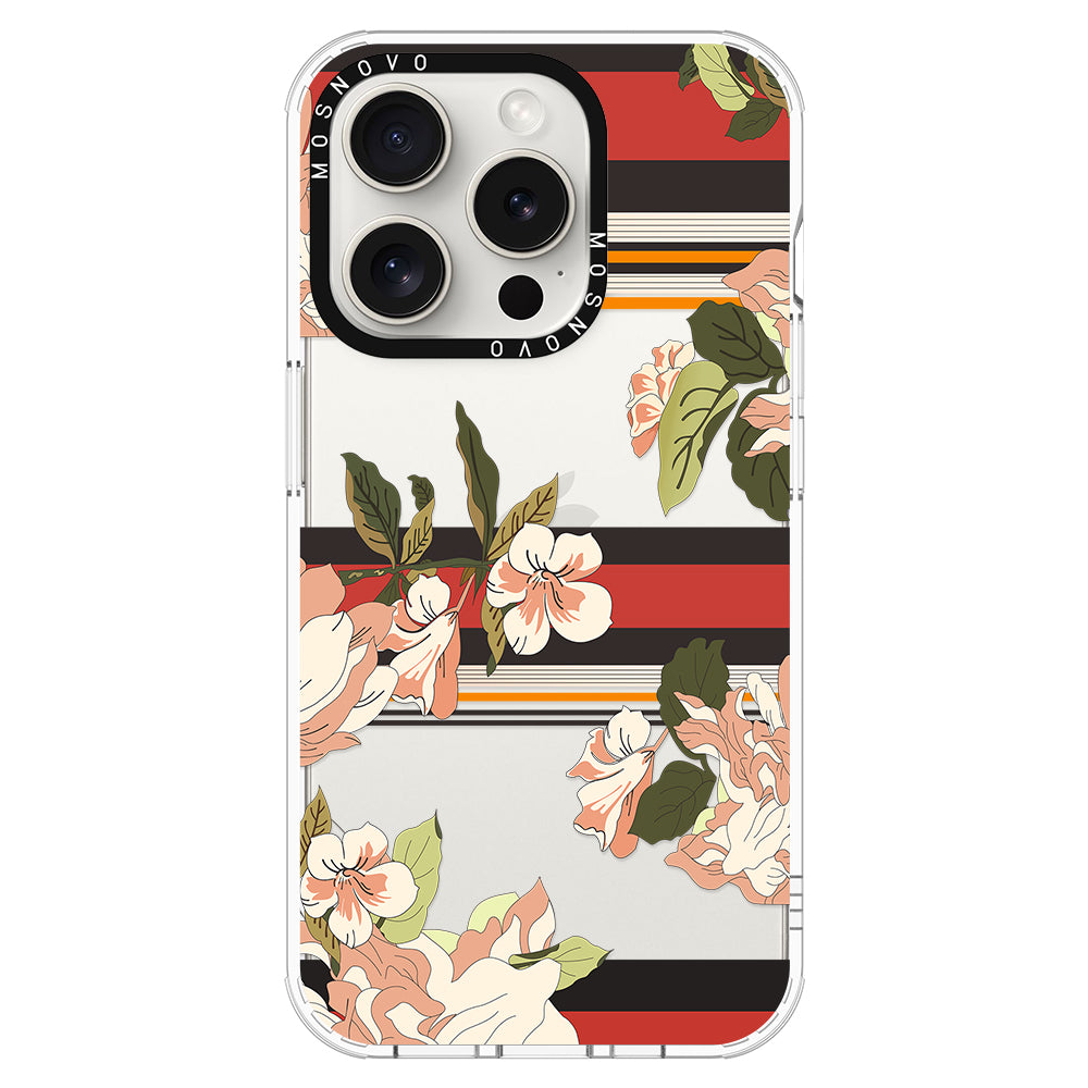 Classic Stripe Floral Phone Case - iPhone 16 Pro Max Case - MOSNOVO