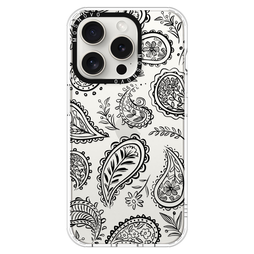 Black Paisley Phone Case - iPhone 16 Pro Case - MOSNOVO