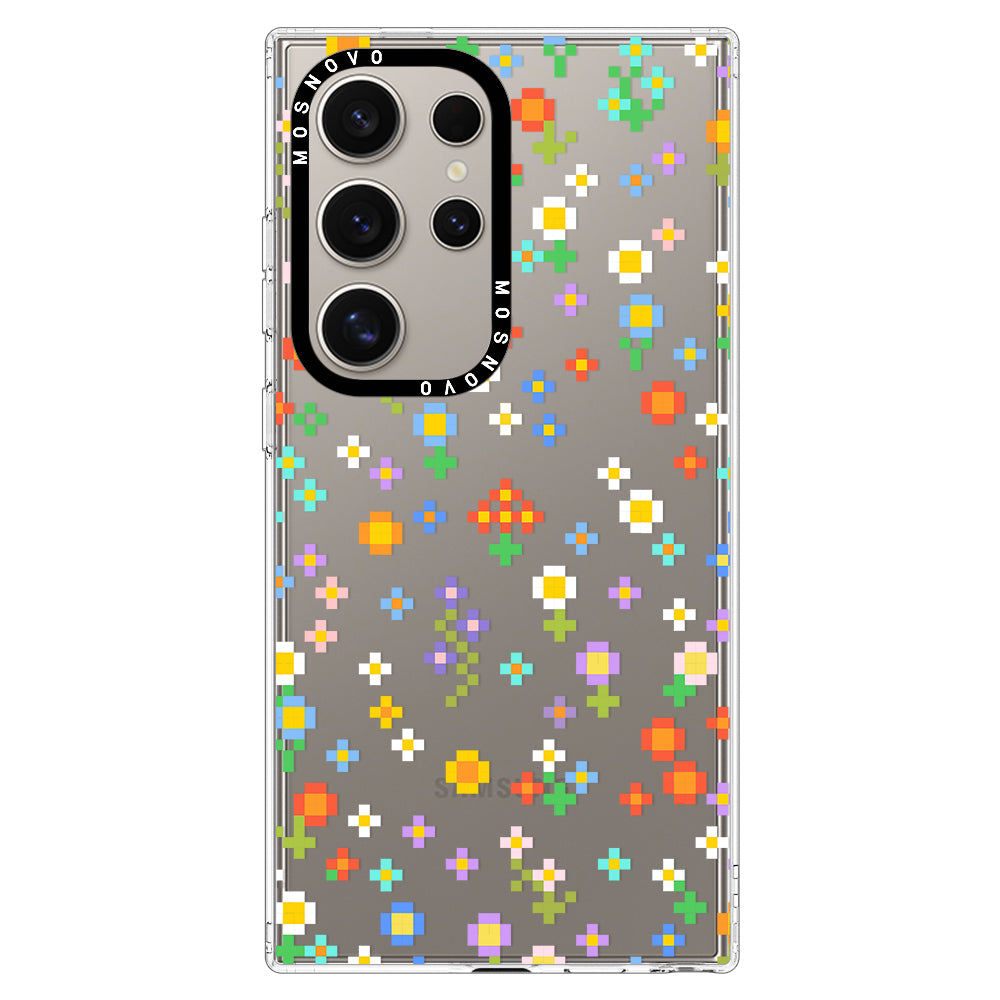 Pixel-Floral Phone Case - Samsung Galaxy S24 Ultra Case