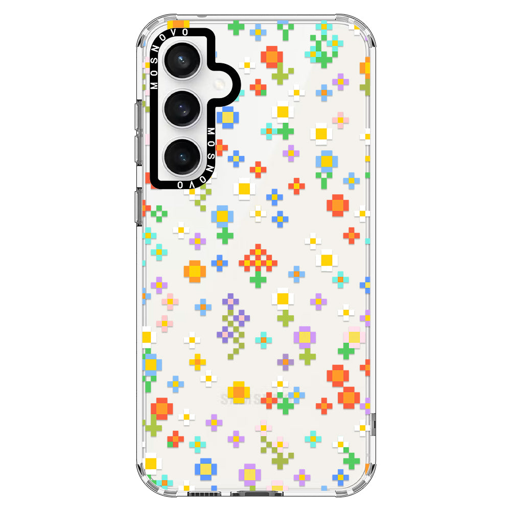 Pixel-Floral Phone Case - Samsung Galaxy S23 FE Case