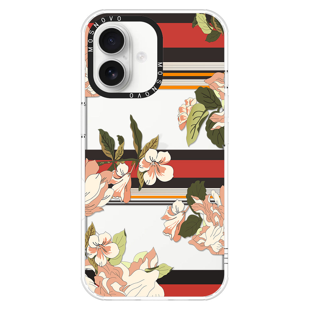 Classic Stripe Floral Phone Case - iPhone 16 Plus Case - MOSNOVO