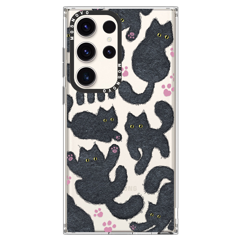 Black Furry Cat Phone Case - Samsung Galaxy S23 Ultra Case