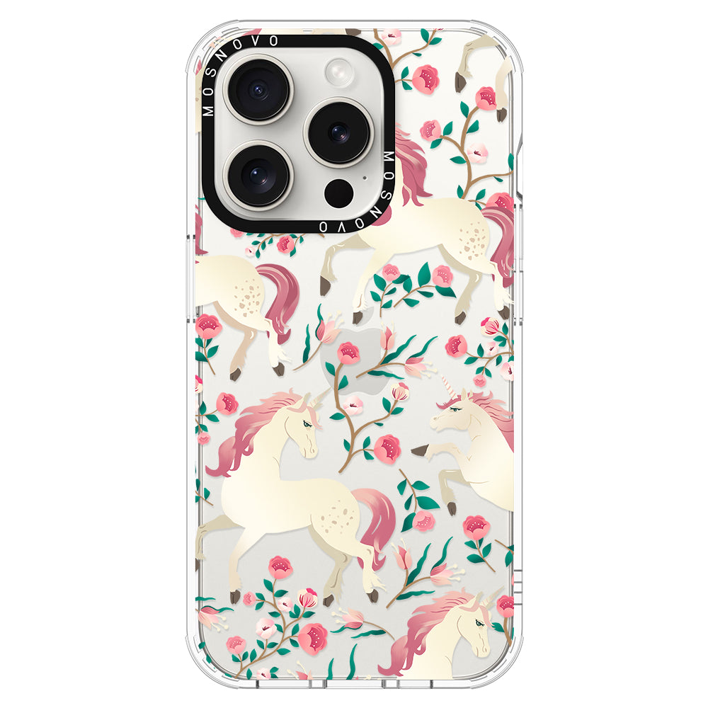 Unicorn with Floral Phone Case - iPhone 16 Pro Max Case - MOSNOVO