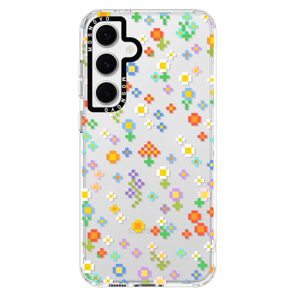 Pixel-Floral Phone Case - Samsung Galaxy S24 FE Case