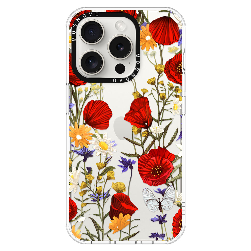 Poppy Floral Phone Case - iPhone 16 Pro Case - MOSNOVO