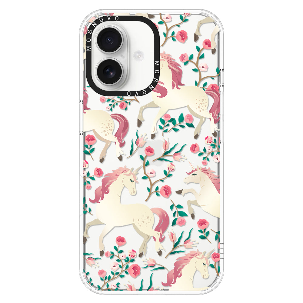 Unicorn with Floral Phone Case - iPhone 16 Plus Case - MOSNOVO