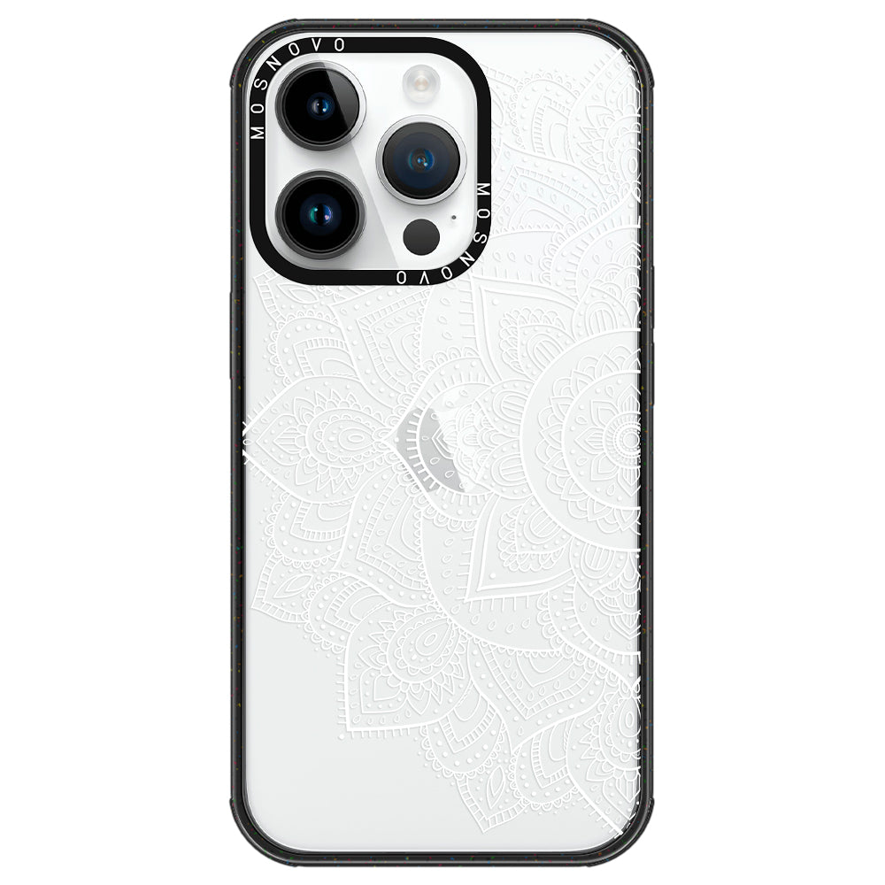 Half Mandala Phone Case - iPhone 14 Pro Case Clear Black ShockStone