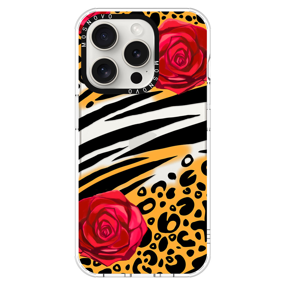 Wild Floral Leopard Phone Case - iPhone 16 Pro Max Case - MOSNOVO