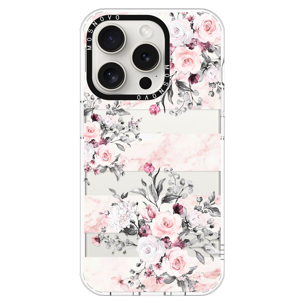 Pink Marble Flowers Phone Case - iPhone 16 Pro Max Case - MOSNOVO