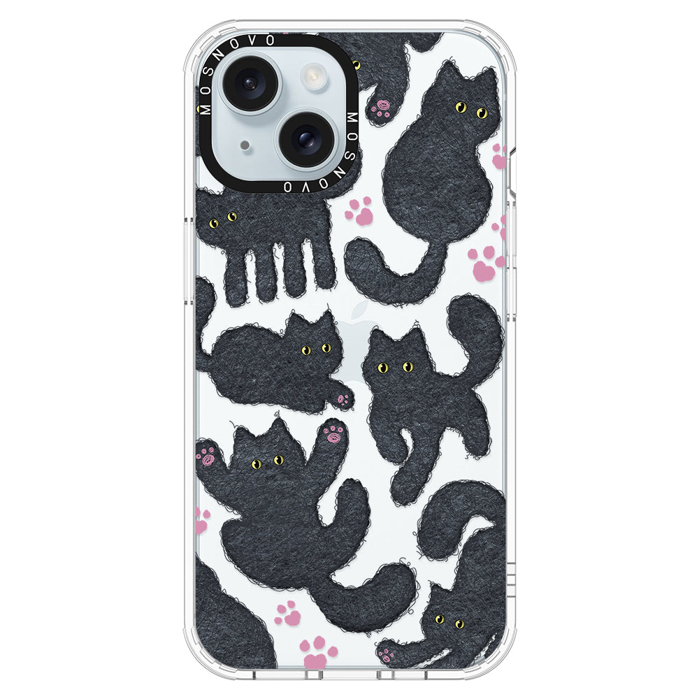 Black Furry Cat Phone Case - iPhone 15 Case