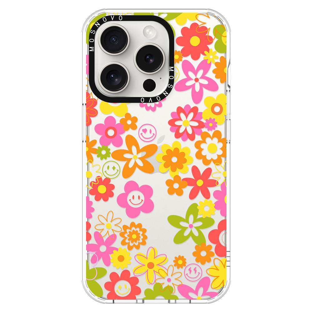 70's Groovy Floral Phone Case - iPhone 16 Pro Max Case - MOSNOVO