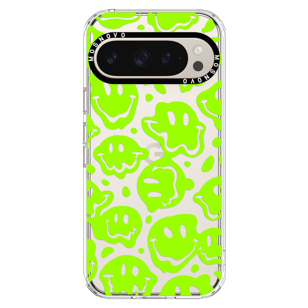 Distorted Green Smiles Face Phone Case - Google Pixel 9 Pro Case