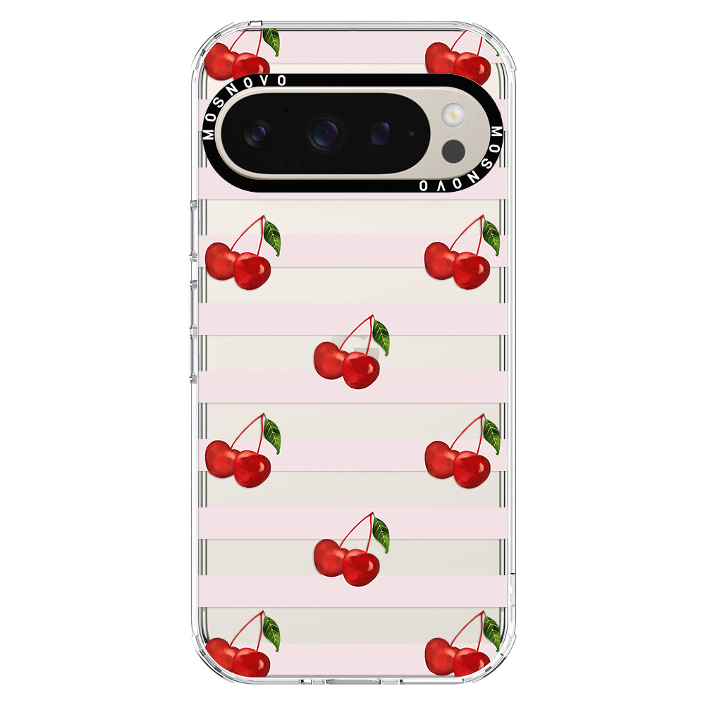 Pink Stripes Cherry Phone Case - Google Pixel 9 Pro Case